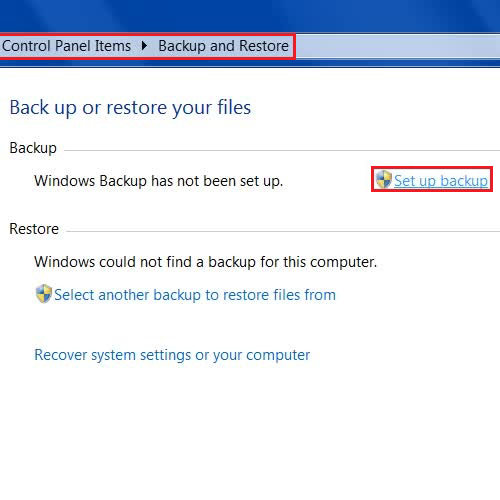 Go to the Backup and Restore option