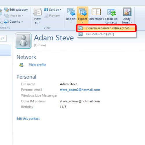 export contacts from windows live mail to mailbird