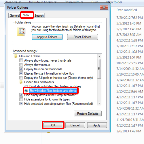 windows 7 hidden files still showing