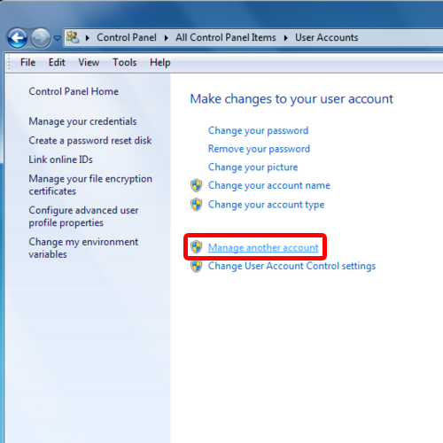 Manage other account option