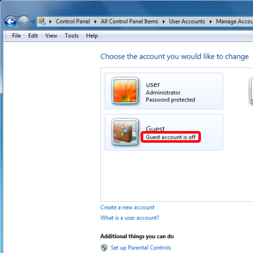 Guest account will be turned off