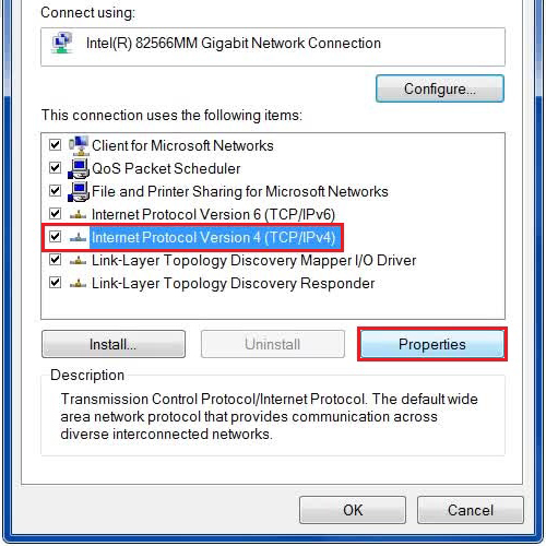 Open the TCP/IPv4 properties