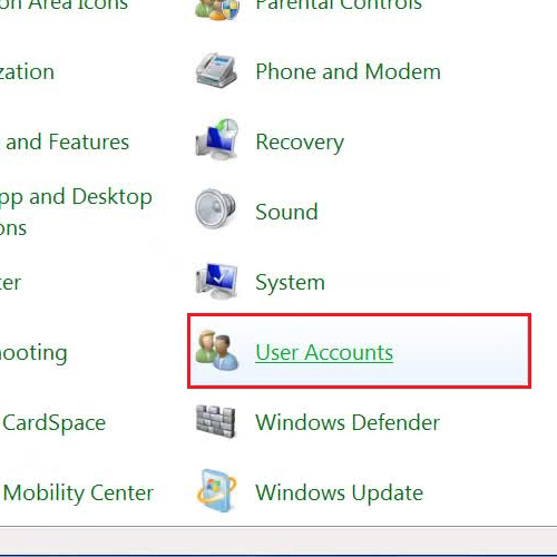 Go to the user accounts settings