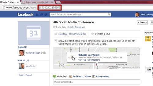 Locating the ID of the Facebook event