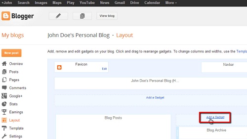 Adding the gadget Like button to your blogger page