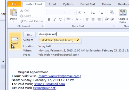 forwarding calendar invites in outlook