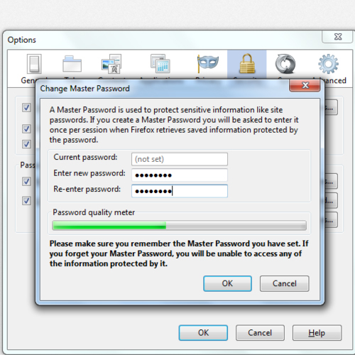 Setting up Master Password