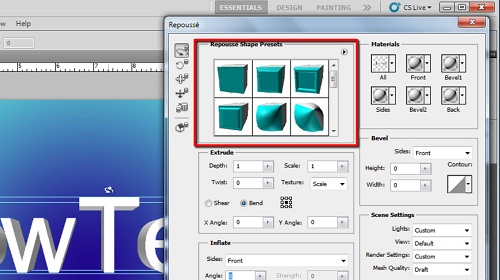 Choosing a preset 3D option