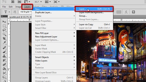 Creating a new layer in Photoshop