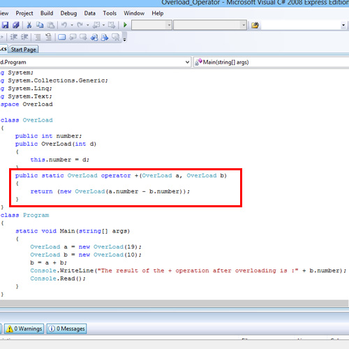 Operator Overloading In C#
