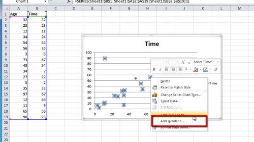 how to get equation of trendline in excel
