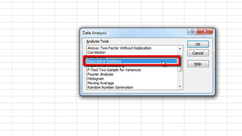 Choosing the Descriptive Statistics option