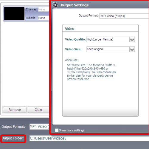 Change output settings