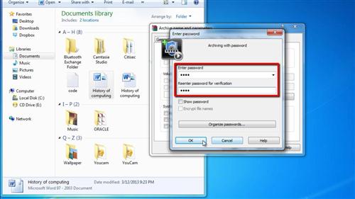 how to add password to zip file