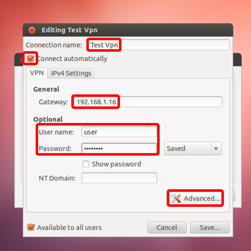 Configuration of the VPN