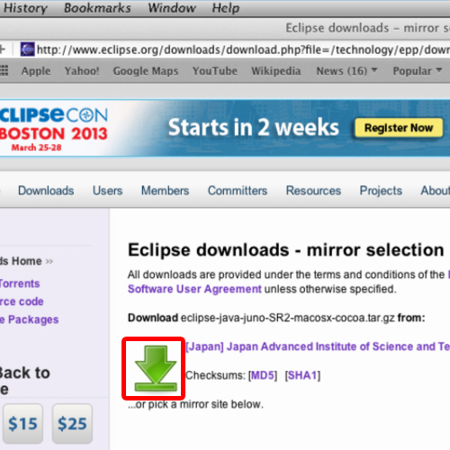 step by step to install eclipse on mac book