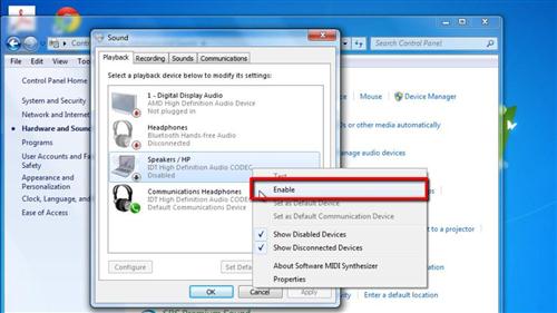 how to enable windows audio service windows 7