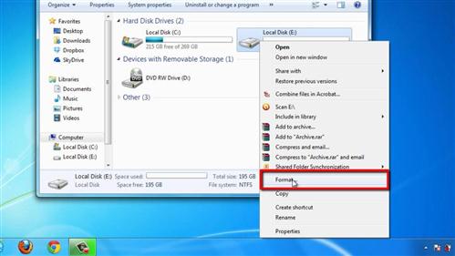 how to format my hard drive windows 7