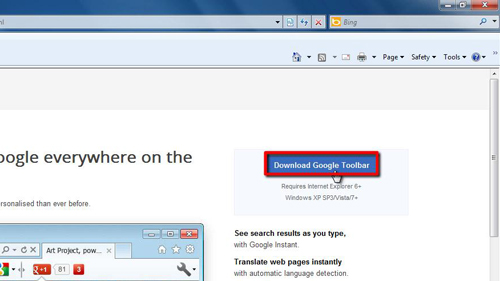 download google chrome toolbar windows 7