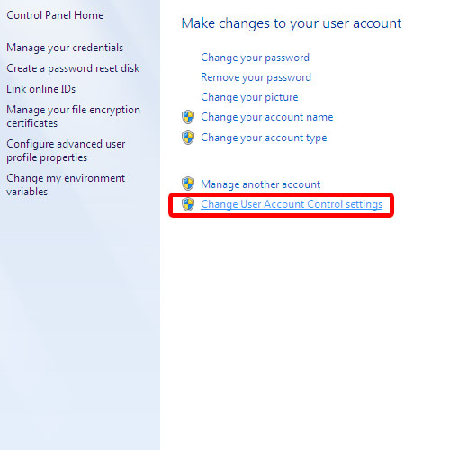 Change User Account Control Settings