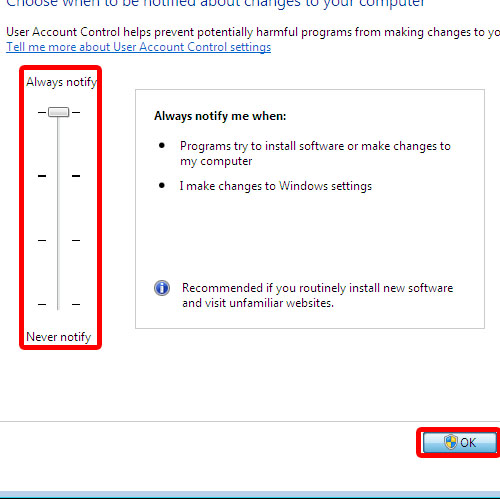 Increase or decrease control settings