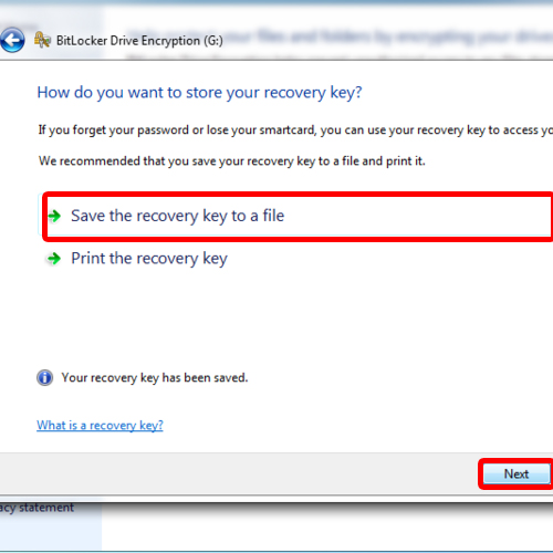 Set destination for recovery file