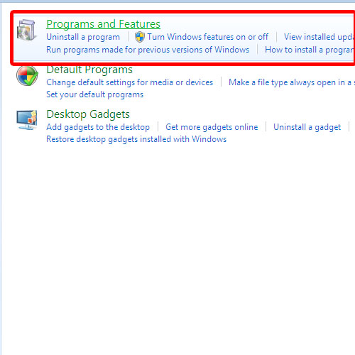 Go to Progorams & Features