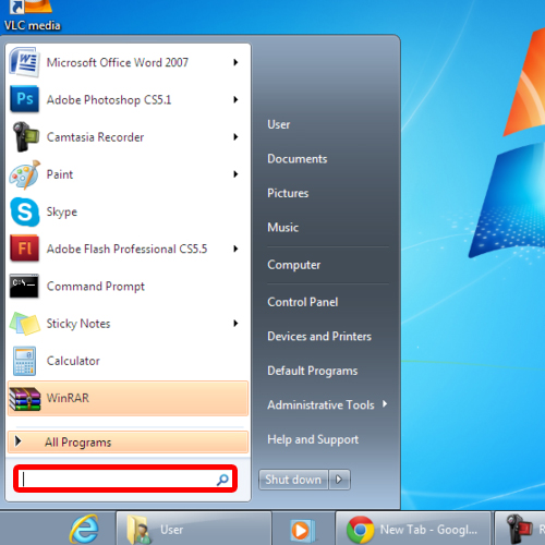 Access start menu