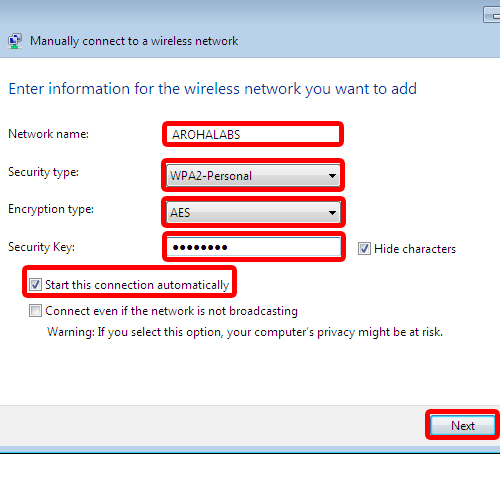 Configure the new wireless network