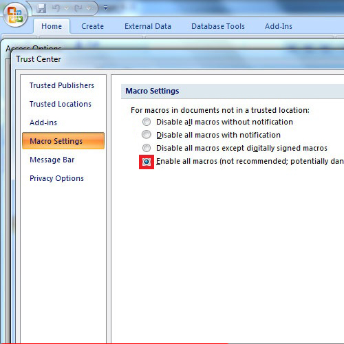 Enabling Macros