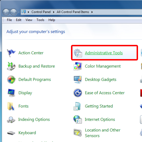 Opening Administrative tools