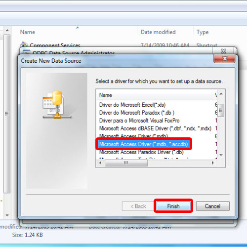 Choose MS Access Driver