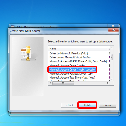 Choose Ms access driver