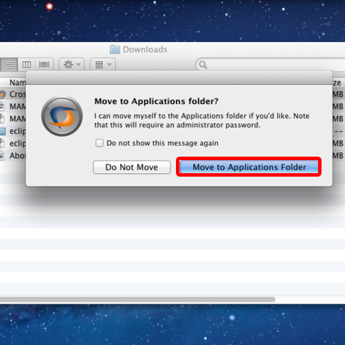 Move to applications folder