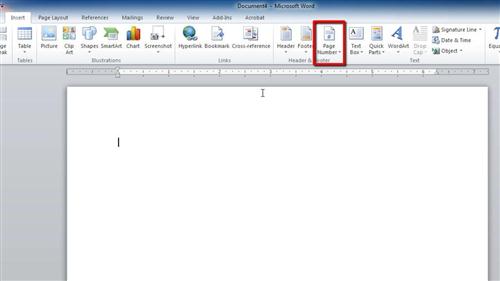 Adding page numbers to the document