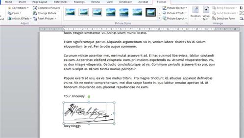 create a digital signature on word