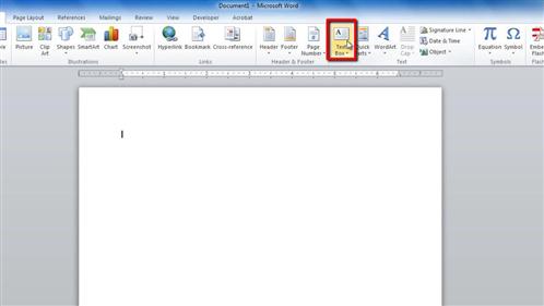 The create text box option The create text box option