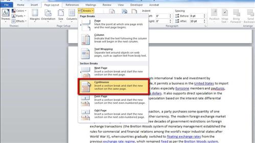 how to delete section break in word mac