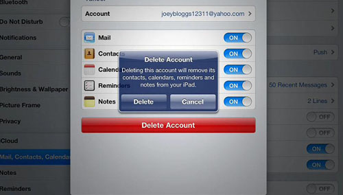 Deleting the email account