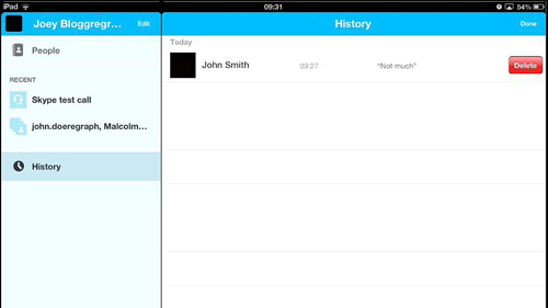 how to delete recent calls on skype app