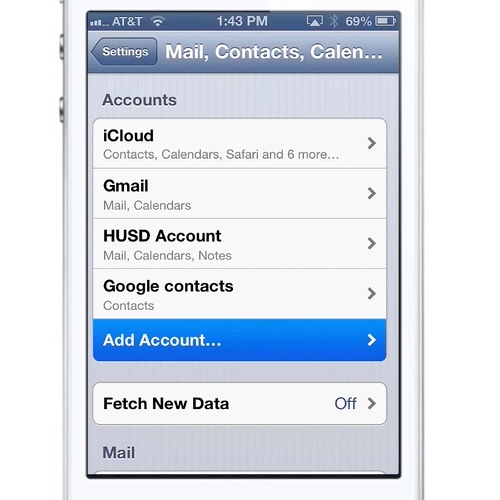 In the Mail Settings tap on Add Account...