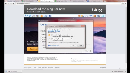 select ‘change to Bing’ and click ok