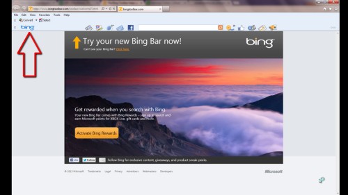 view your Bing toolbar on your browser