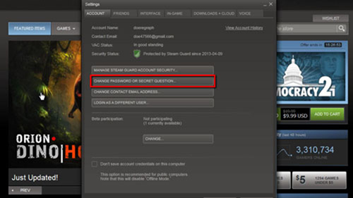change your password steam for mac