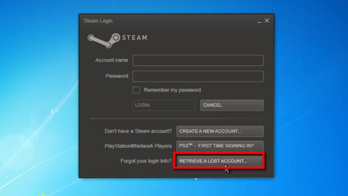 The retrieve account option