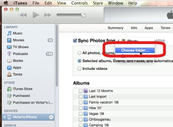 Use ‘Choose folder…’ option to sync individual folders