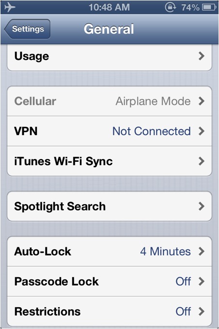 Tap ‘Passcode Lock’ in the General settings