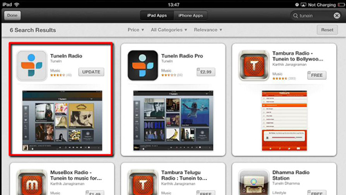 The TuneIn app in the App Store