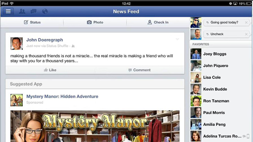 The app successfully integrated with Facebook for iPad