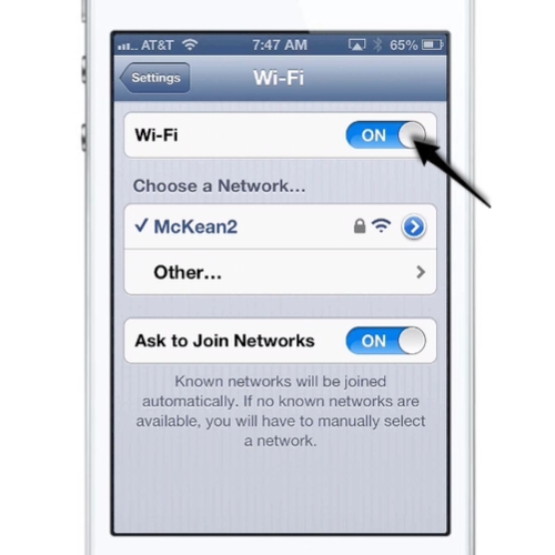 iOS Wi-Fi Settings screen